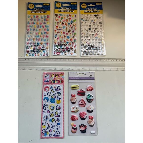 Scrapbooking PUFFY STICKERS Sweets Treats Crafting-Lot of 5 Packs-NEW School/Art - Picture 2 of 7